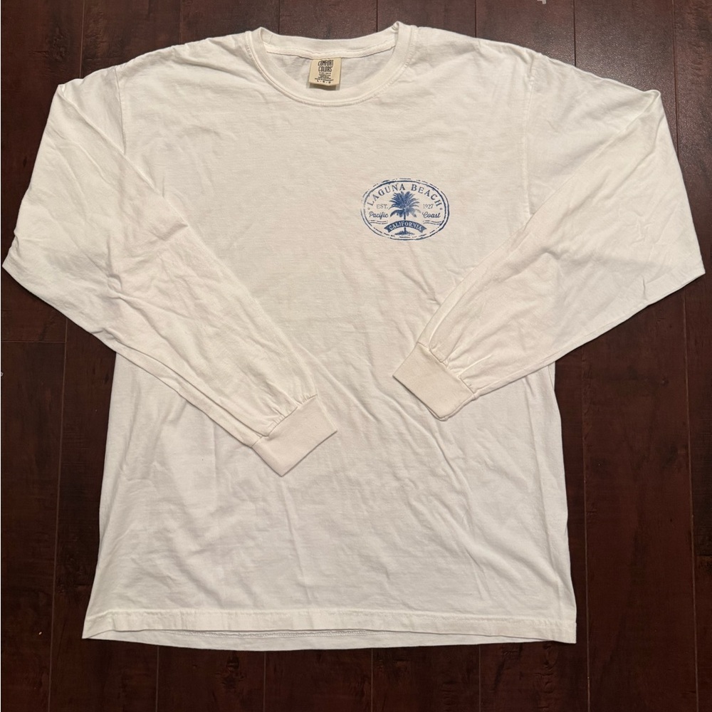 White Long Sleeve Comfort Colors Laguna Beach Shirt